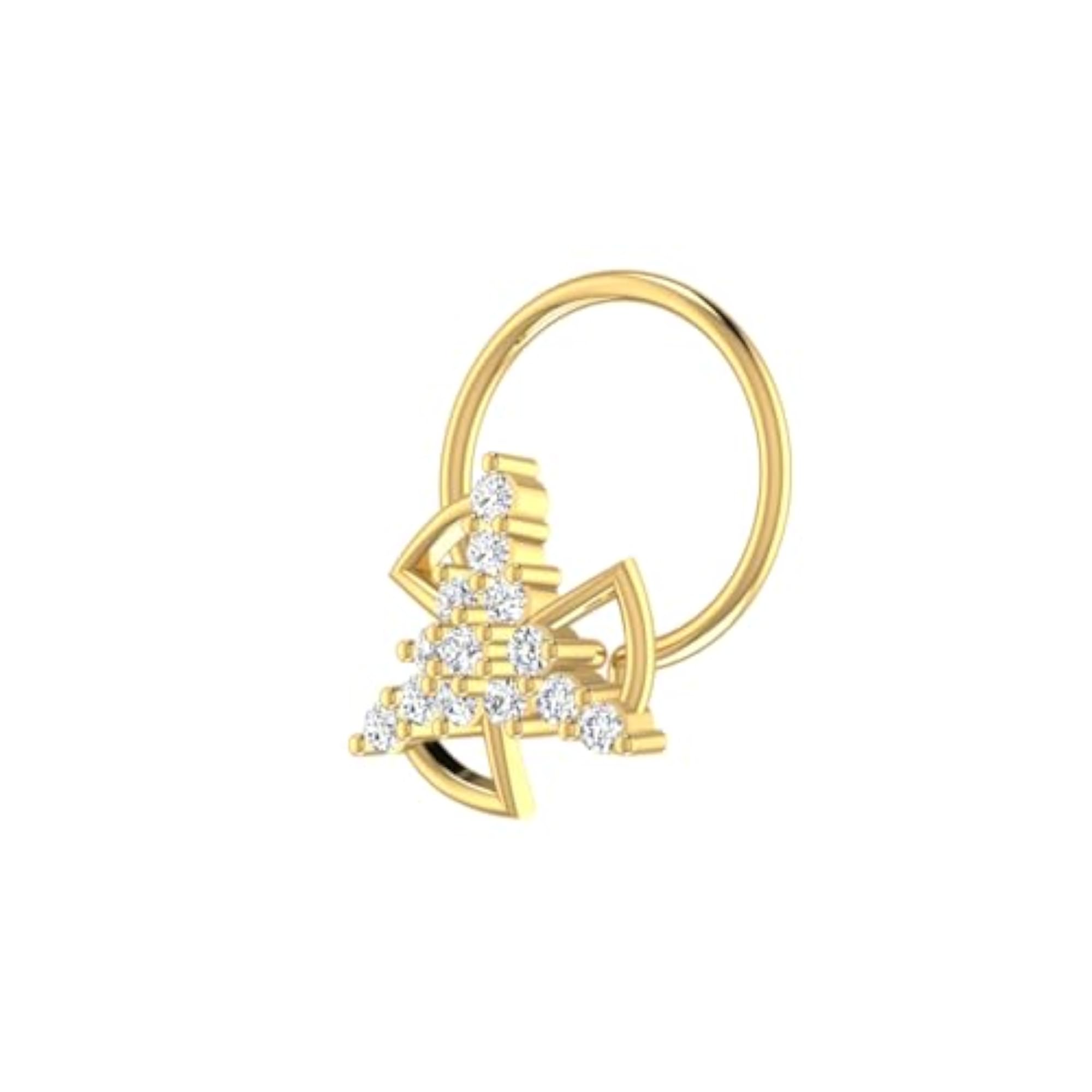 Women's 14Kt Yellow Gold Stud Nose Ring, Stylish